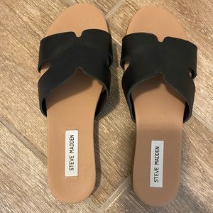 Steve Madden Black Slip-On Sandals